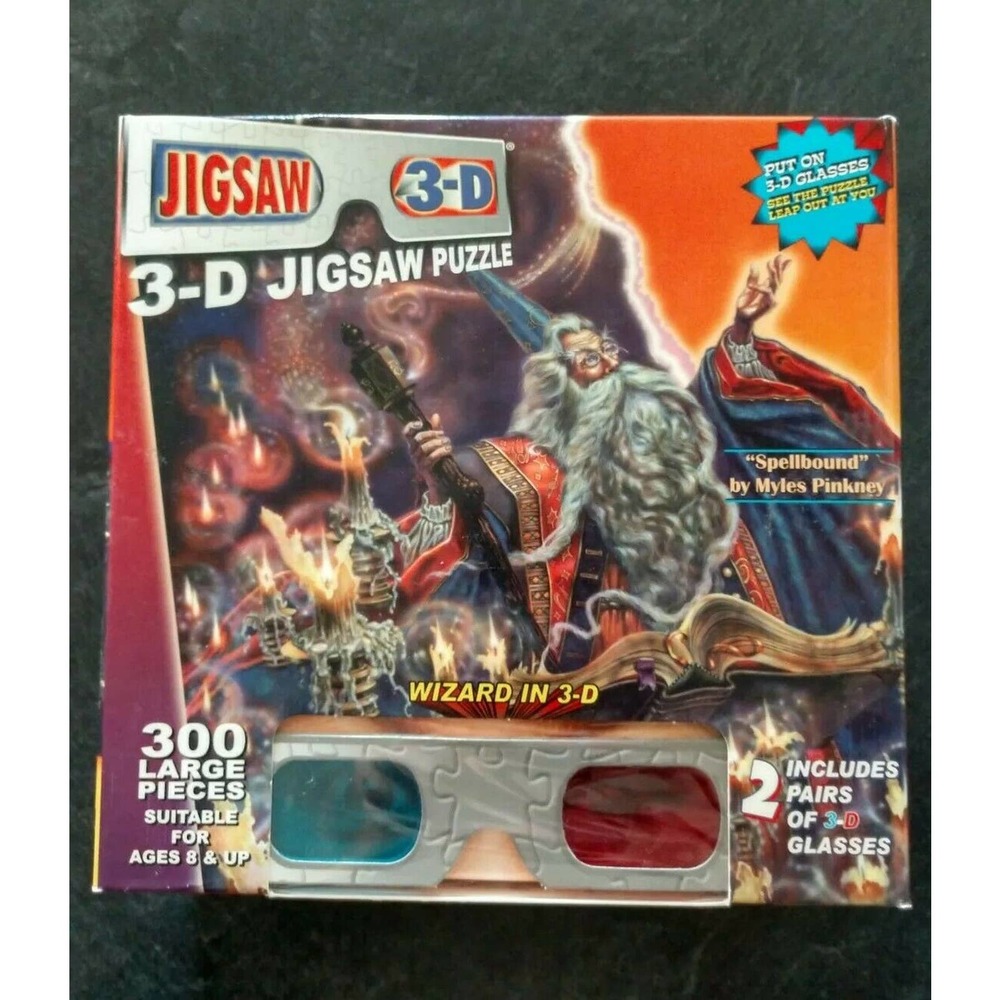 NEW! SEALED! 300 Large Piece 3-D Puzzle Glasses Spellbound Wizard TDC